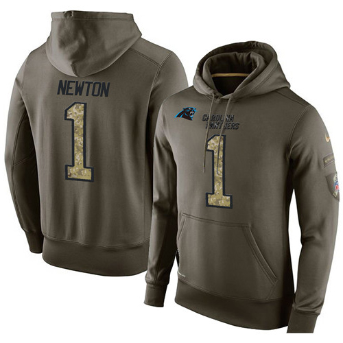 NFL Nike Carolina Panthers #1 Cam Newton Green Salute To Service Men's Pullover Hoodie